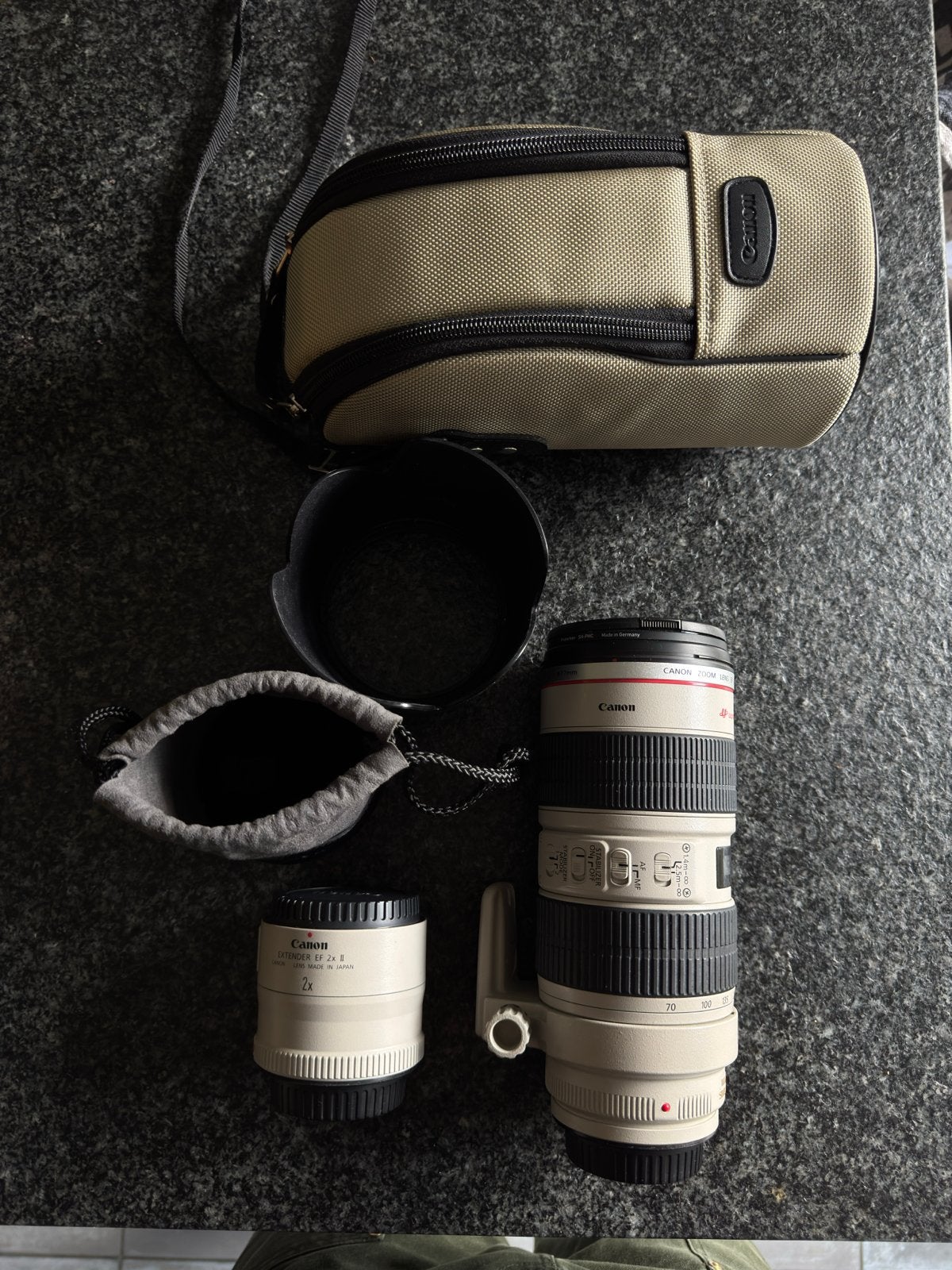 Canon EF 70-200mm f/2.8L IS USM lens met 2x Extender II, Canon, Autofocus, Zo goed als nieuw, Canon EF
