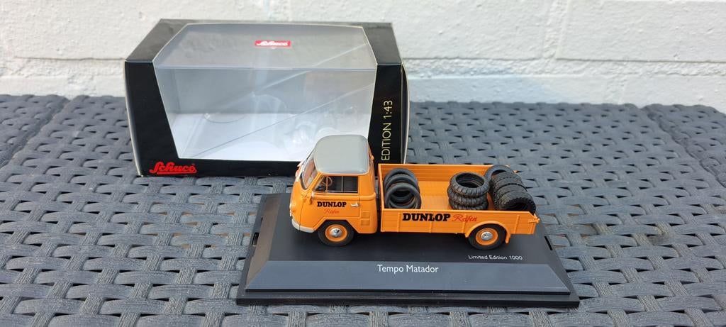 Schuco Tempo Matador Tieflader - Pritsche. Dunlop Reifen., Hobby en Vrije tijd, Modelauto's | 1:43, Ophalen of Verzenden, Nieuw