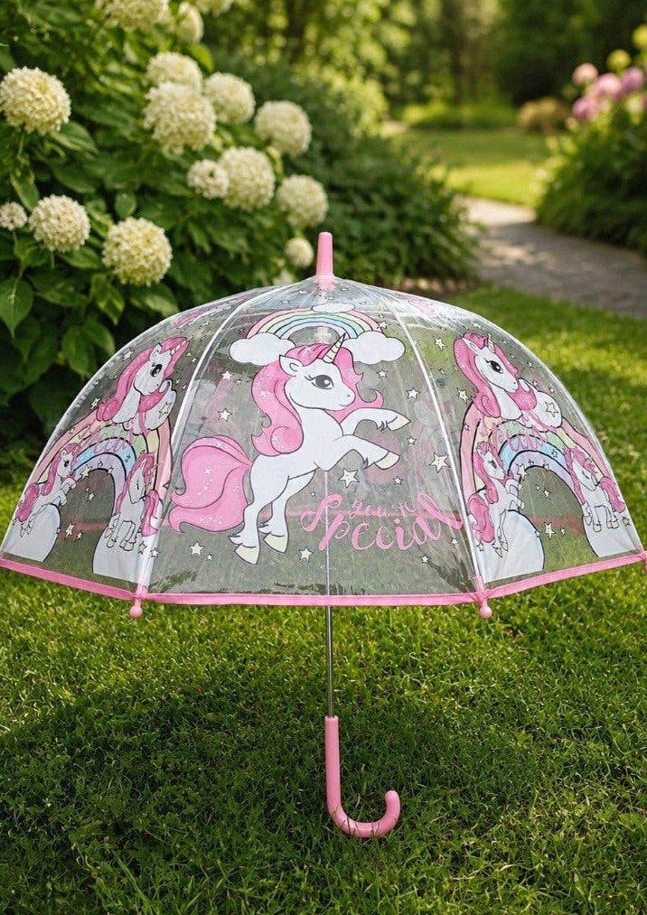Betoverende Eenhoorn Kinderparaplu - Transparant & Roze, Ophalen of Verzenden, Transparant, Nieuw, Roze