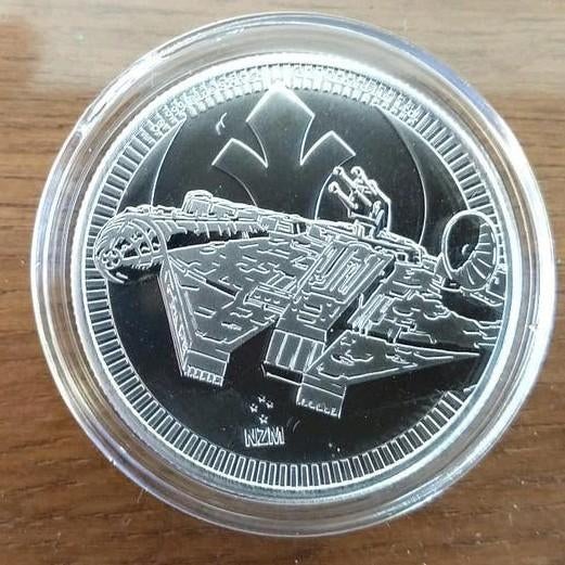 1 oz Zilver munt 2 Dollars Millennium Falcon Star Wars 2021, Postzegels en Munten, Ophalen of Verzenden, Zilver