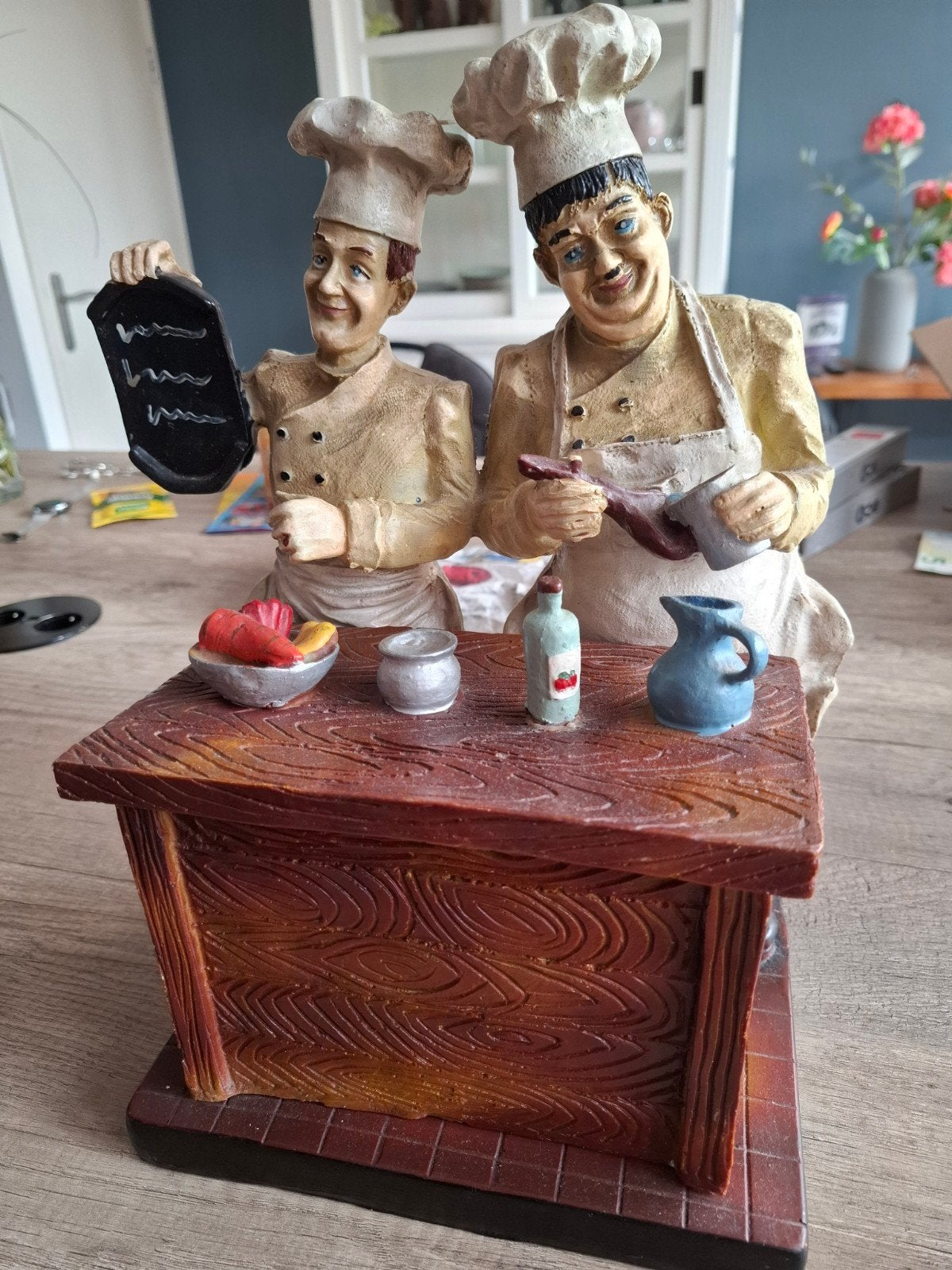laurel en hardy beeld koks - 35/36 cm hoog, Ophalen of Verzenden