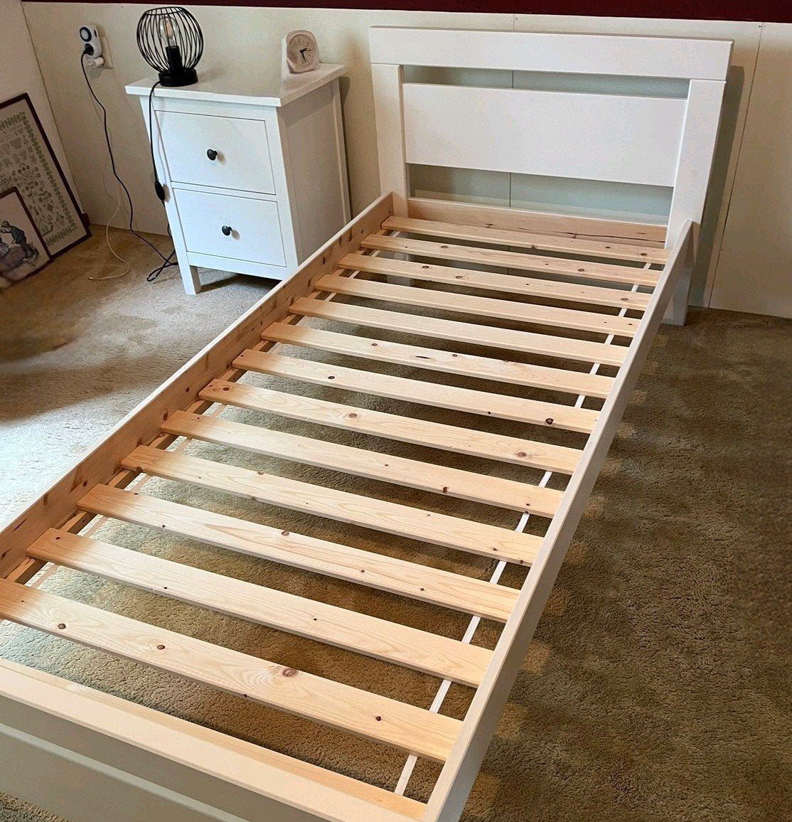 Wit Bedframe, Huis en Inrichting, Ophalen, 90 cm, Eenpersoons, Zo goed als nieuw