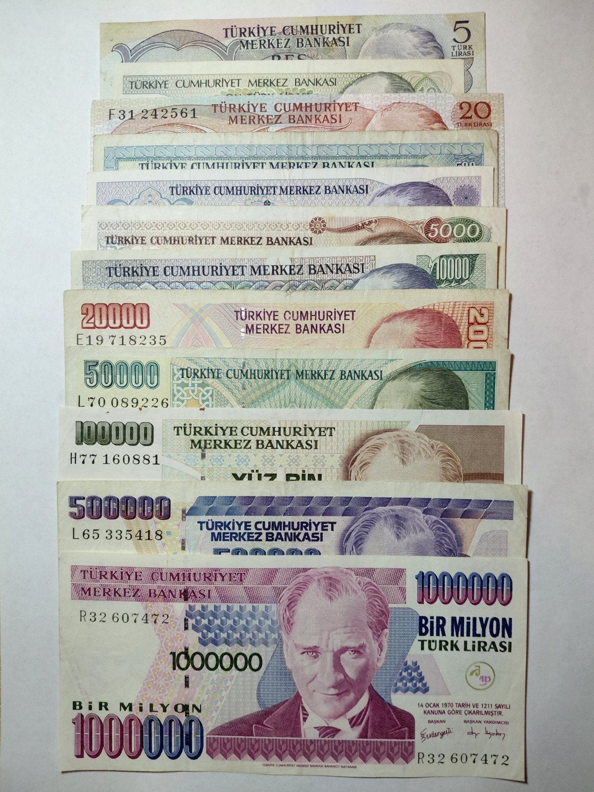 Turkije lira setje, Postzegels en Munten, Bankbiljetten | Europa | Niet-Eurobiljetten, Ophalen of Verzenden, Overige landen
