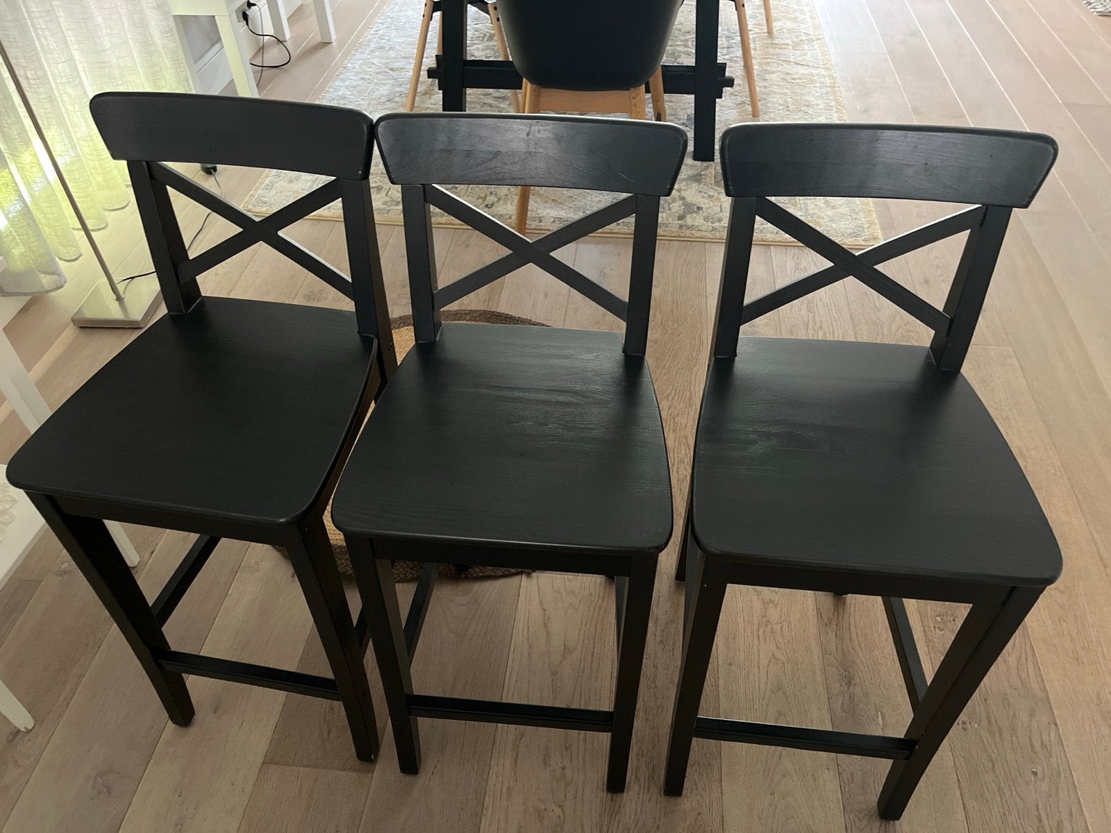 3x IKEA INGOLF barkrukken, zwart, 63cm, Ophalen, Drie, Zwart, Zo goed als nieuw