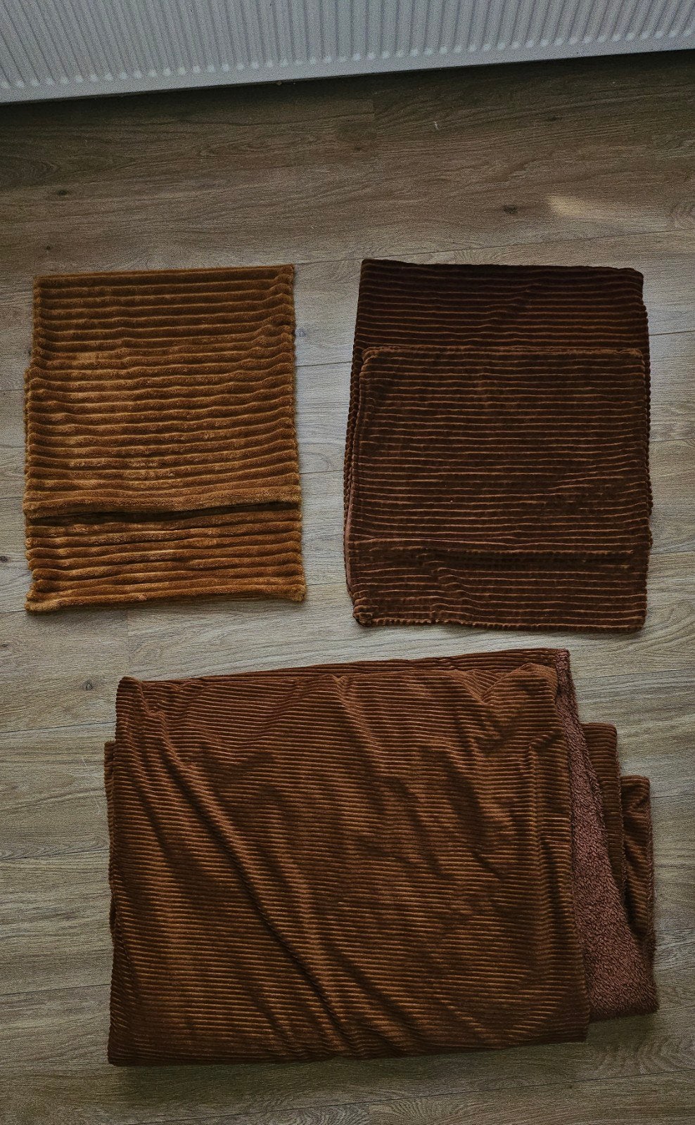 Cognac kussenslopen en plaid - Zo goed als nieuw, Bruin, Ophalen of Verzenden, Zo goed als nieuw, Vierkant