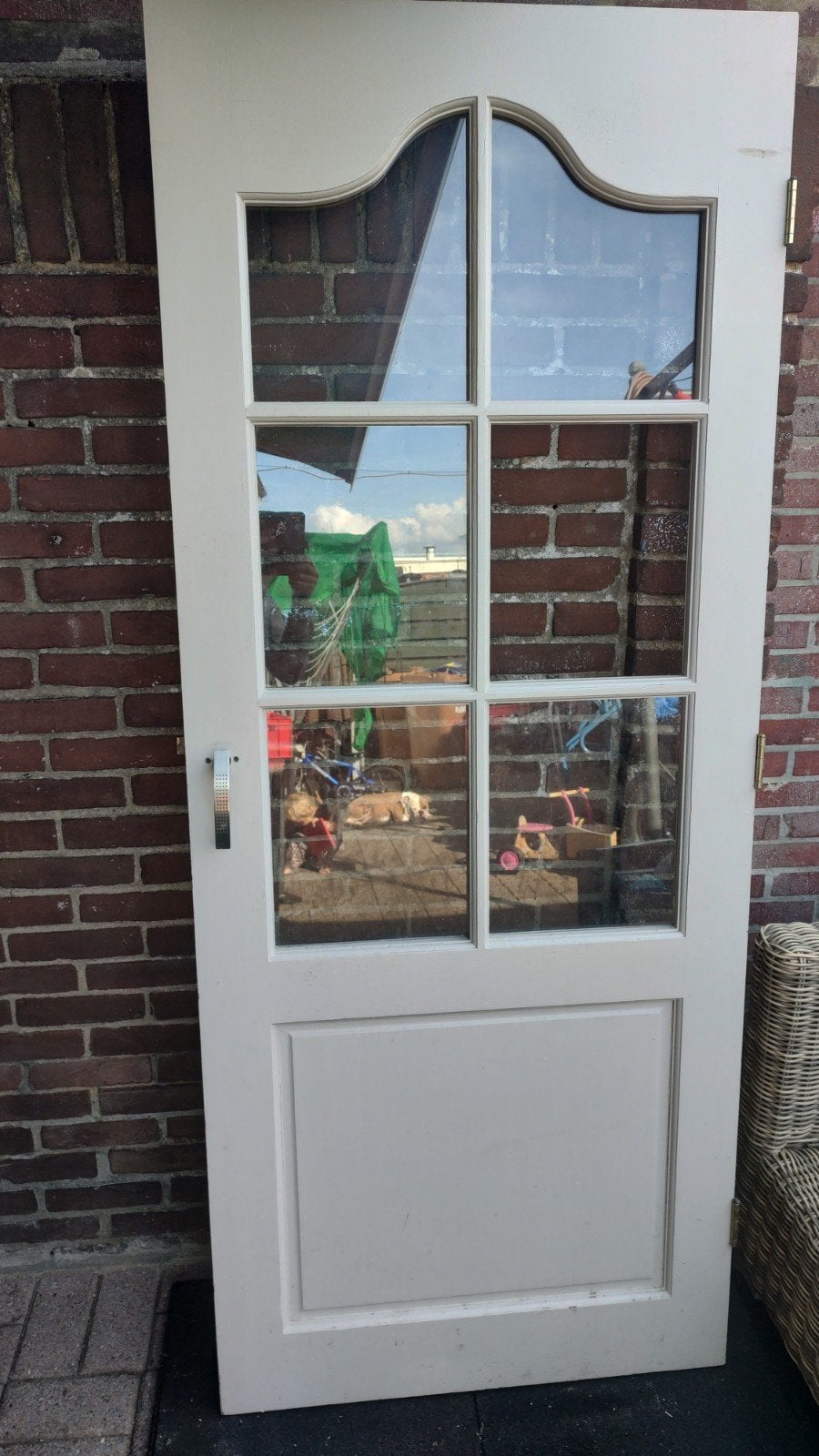 Te Koop Aangeboden Stompe Houten Deur Met Glas, Ophalen, Gebruikt, Binnendeur, Glas