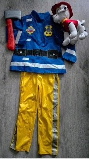 Paw Patrol Brandweerman Sam + knuffel outfit mt 92 / 104, Ophalen of Verzenden, Nieuw, 104 of kleiner, Jongen