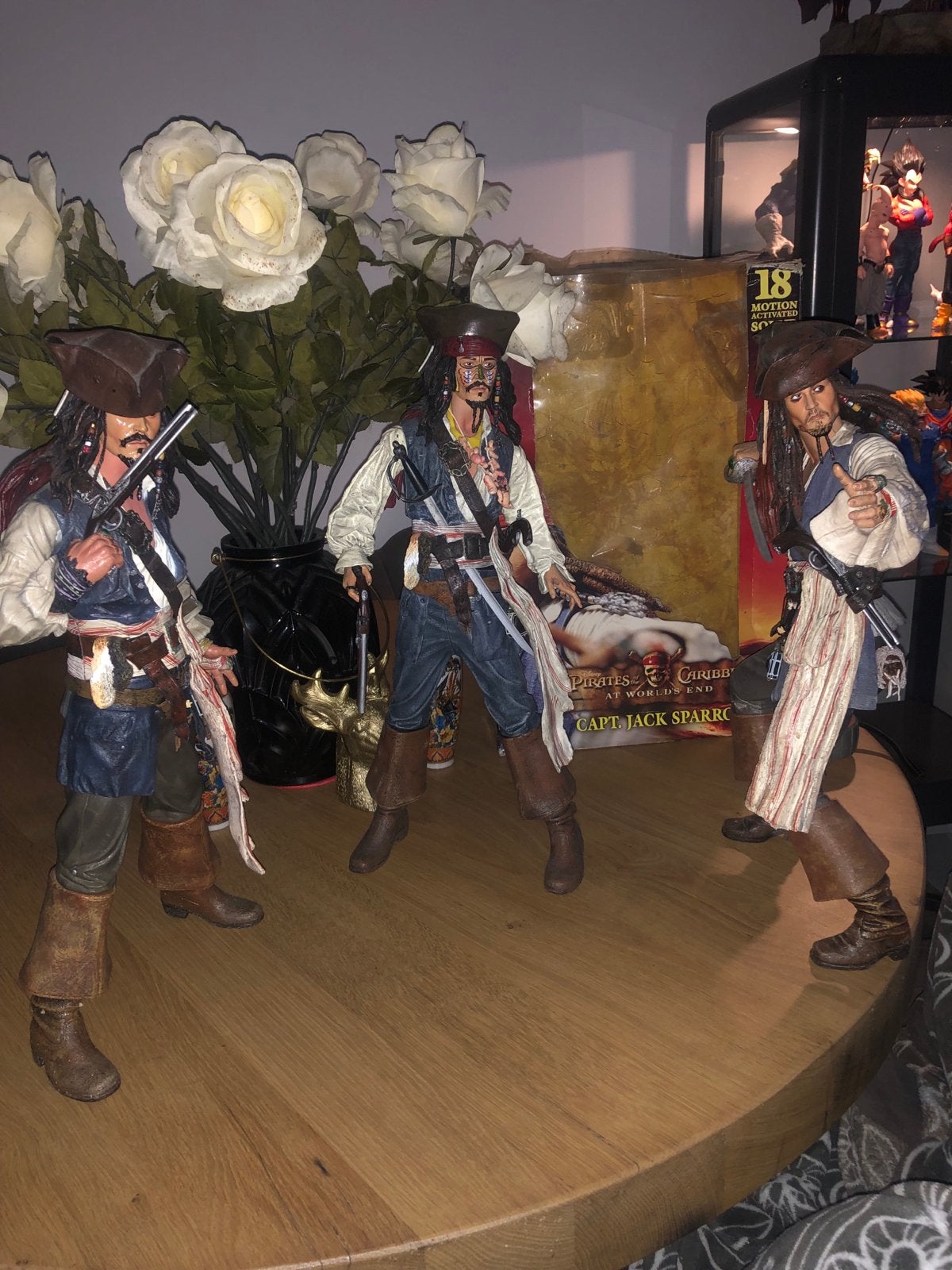 3 figures 18 inch NECA Jack Sparrow met geluid pirates carib, Ophalen of Verzenden, Zo goed als nieuw