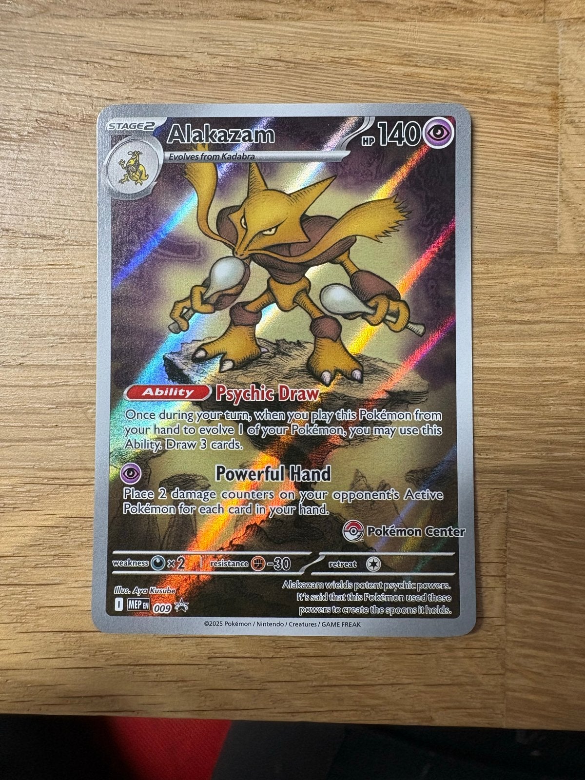 Alakazam Pokémon Center Promo #009 - Zeldzame Kaart, Ophalen of Verzenden, Zo goed als nieuw, Losse kaart, Foil