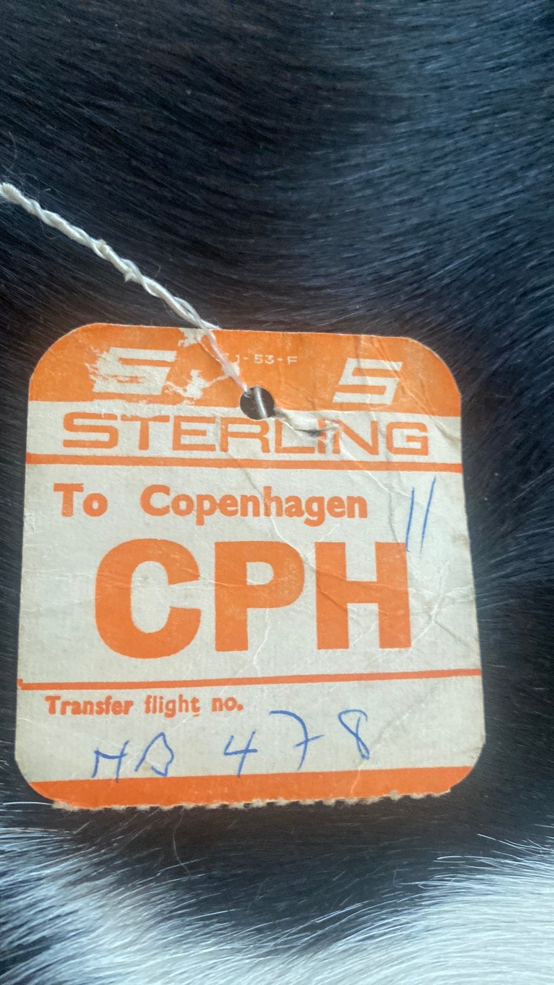 Oude vliegtuig bagagelabel, STERLING vliegtuigmij. Danmark., Ophalen of Verzenden, Gebruikt, Overige typen