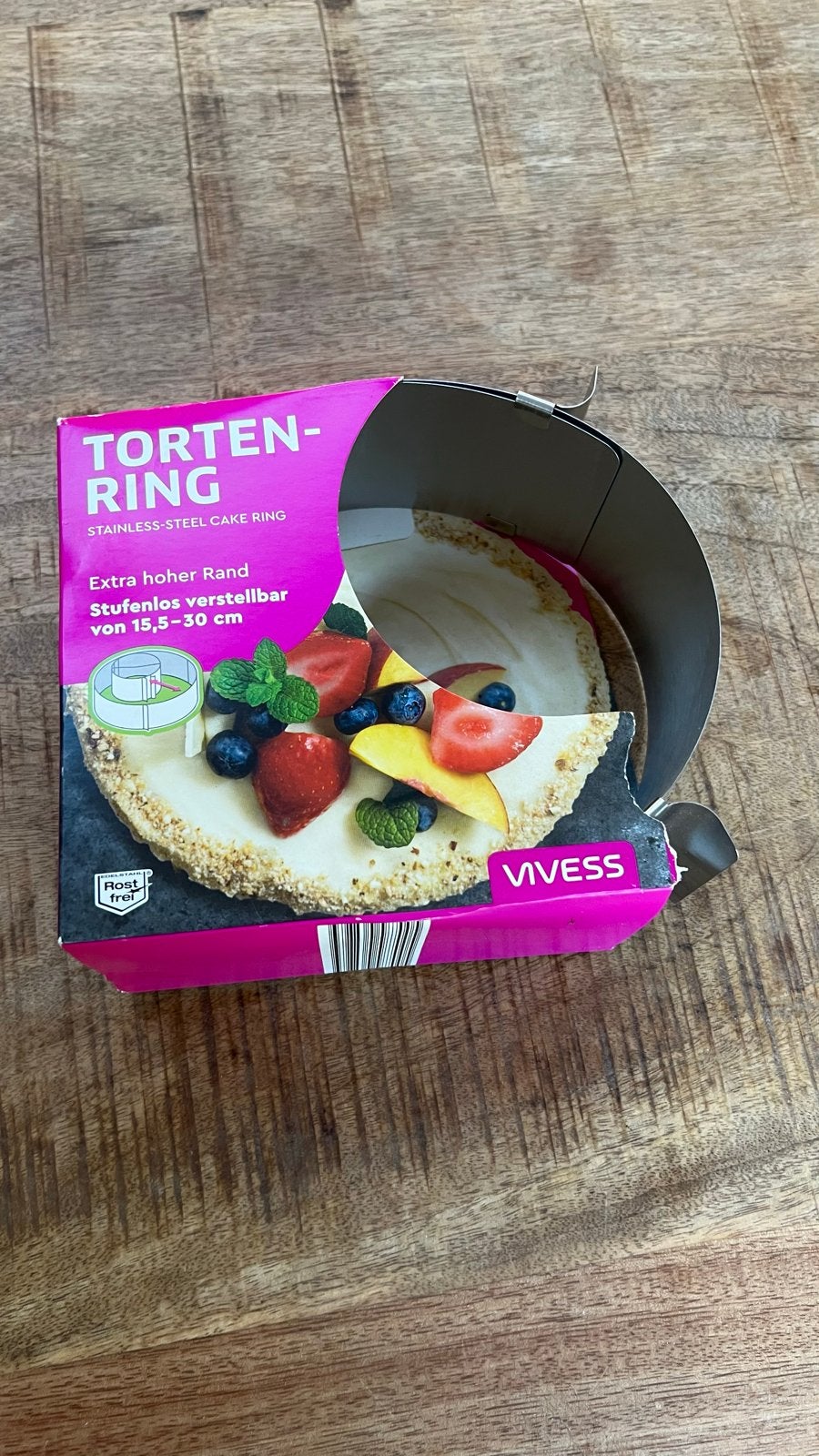 Verstelbare roestvrijstalen taartring - Vivess, Overige typen, Ophalen of Verzenden, Metaal, Overige merken