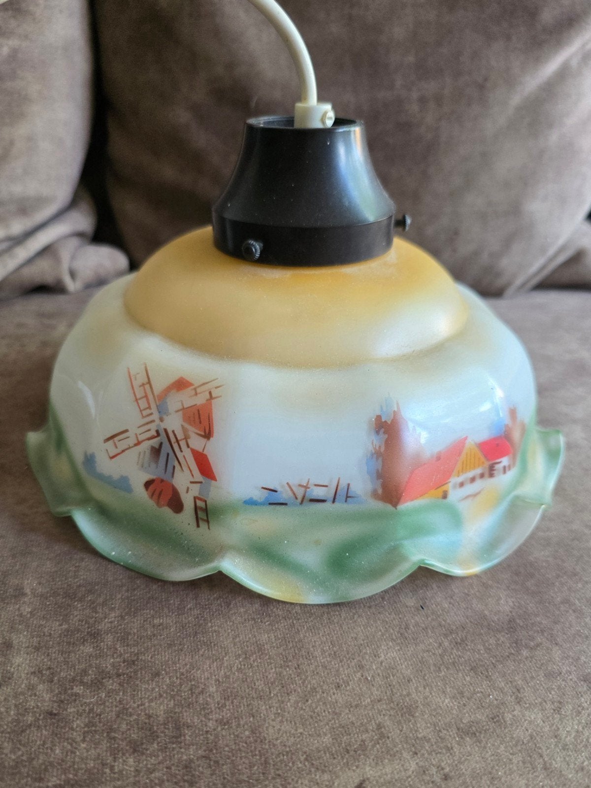 Glazen lampenkap met molens en boerderijen, Ophalen of Verzenden
