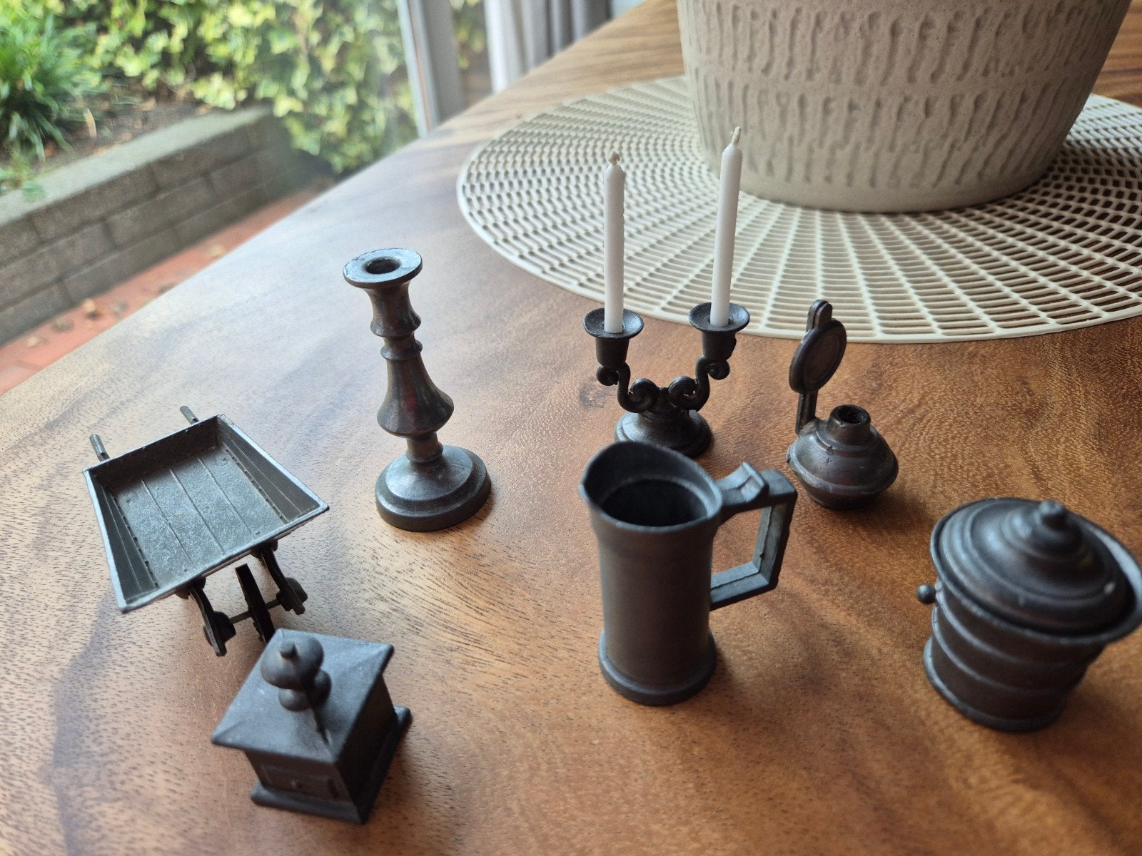 Miniatuur verzameling: 7 antieke tinnen voorwerpen, Antiek en Kunst, Antiek | Tin, Ophalen of Verzenden