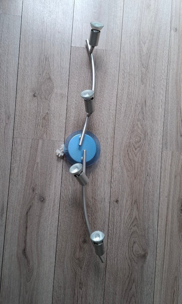 Plafondlamp met 4 halogeen-spots, Huis en Inrichting, Lampen | Plafondlampen, Ophalen, Zo goed als nieuw, Metaal, Plafondspot