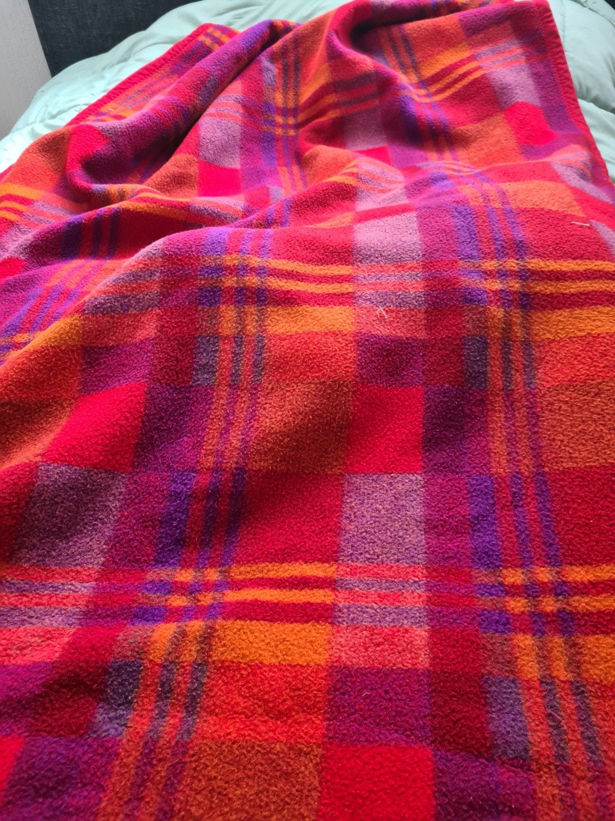Wollen deken 210x135 cm - Geruit, Gewassen Staat, Wol, Ophalen of Verzenden, Meerkleurig, Woondeken