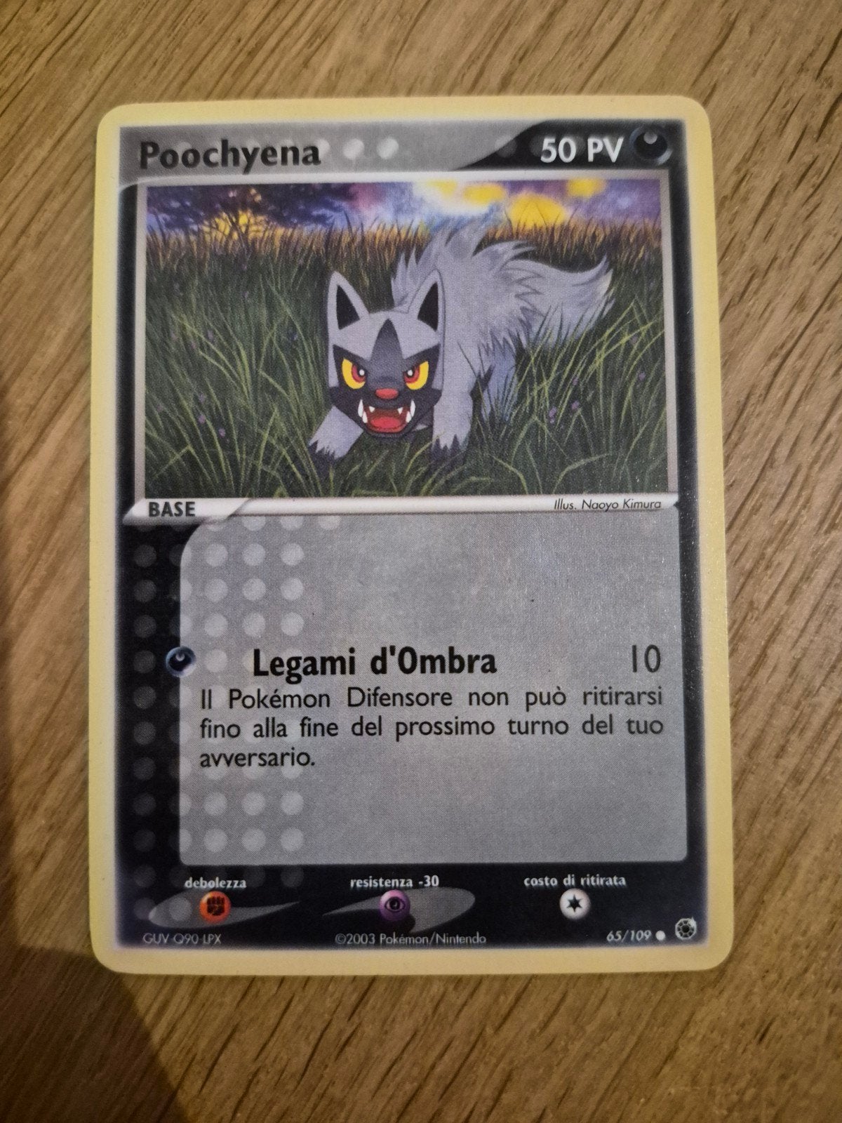 Poochyena Pokémon Kaart 50 PV - Italiaans #65/109, Ophalen, Gebruikt, Losse kaart