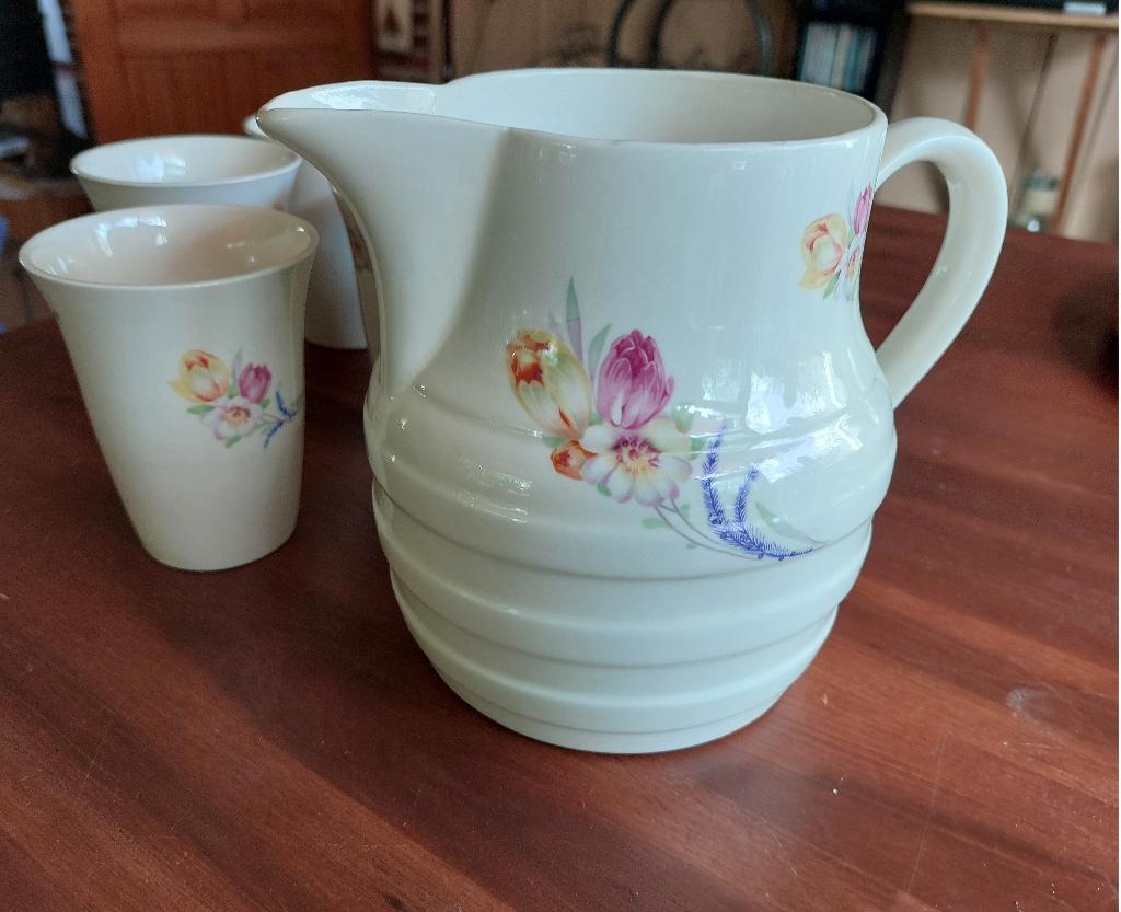 Mosa Maastricht, set van schenkkan + 6 bijbehorende bekers, Ophalen of Verzenden