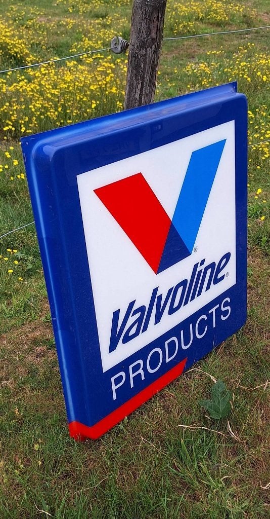 Vintage Valvoline lichtbak reclamebord️, nr.2 ⛽️, Verzamelen, Ophalen, Reclamebord, Gebruikt, .