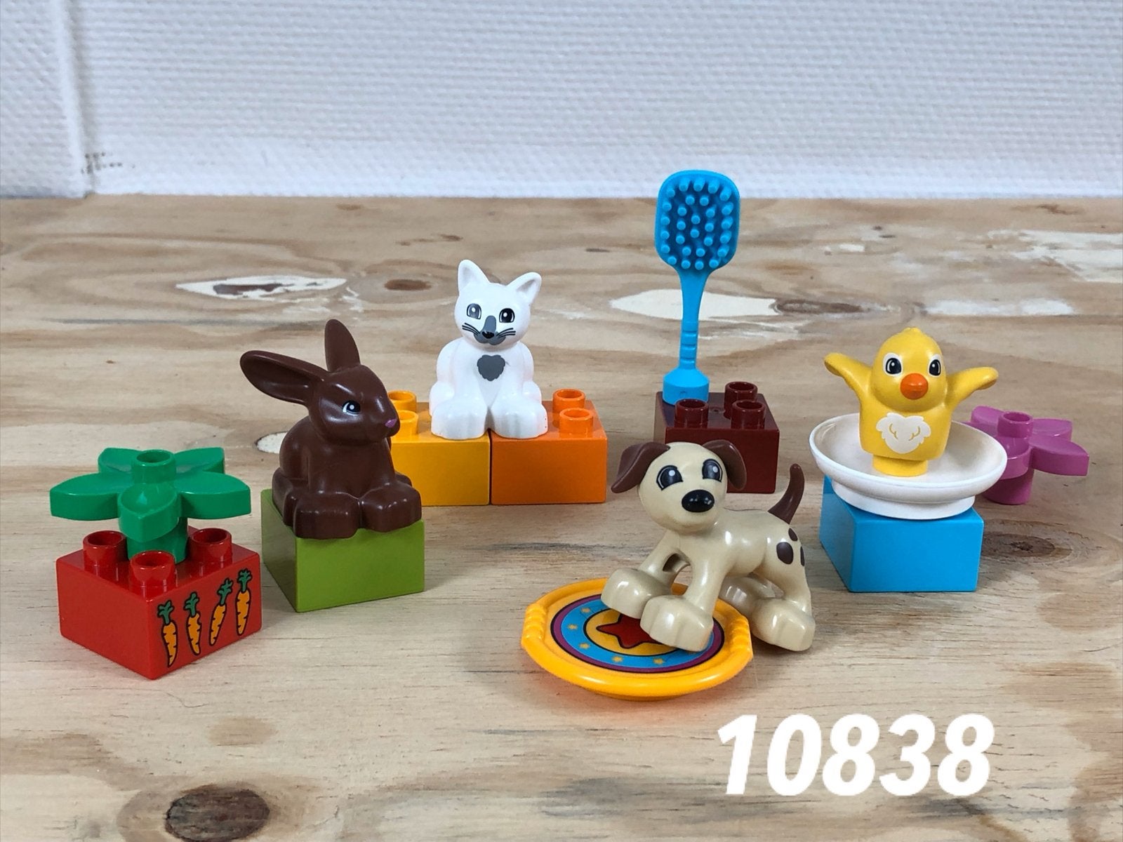 Duplo huisdieren konijn vogel hond poes 10838 (compleet) 3, Ophalen of Verzenden, Zo goed als nieuw, Complete set, Duplo
