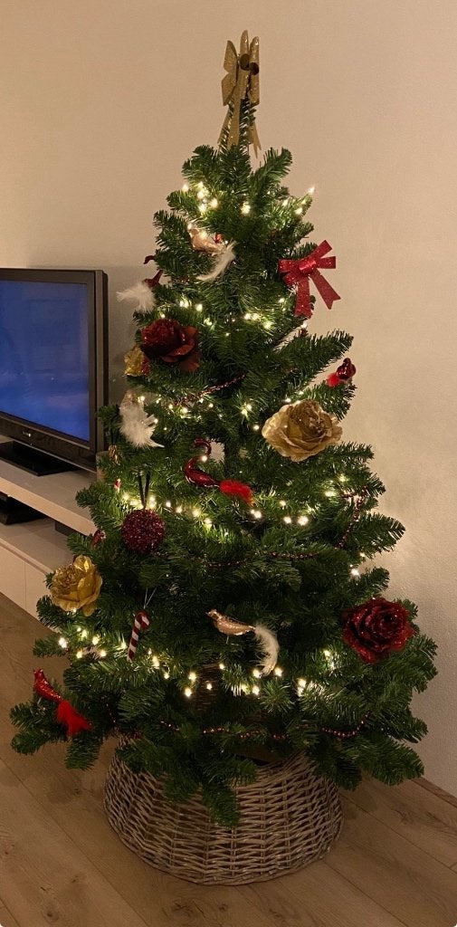 Kunst kerstboom met boomvoet mand - 150 cm, Diversen, Kerst, Ophalen, Gebruikt