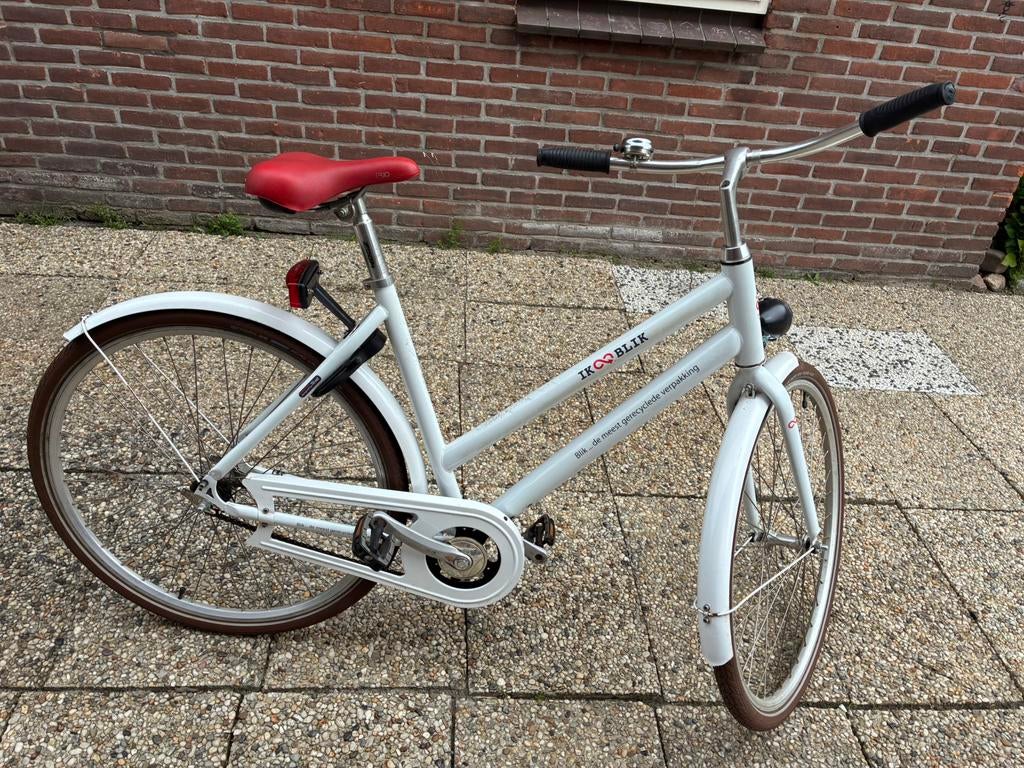 Rivel IK recycle blik damesfiets 28 inch, Fietsen en Brommers, Fietsen | Dames | Damesfietsen, Terugtraprem, Gebruikt, ., 47 tot 50 cm