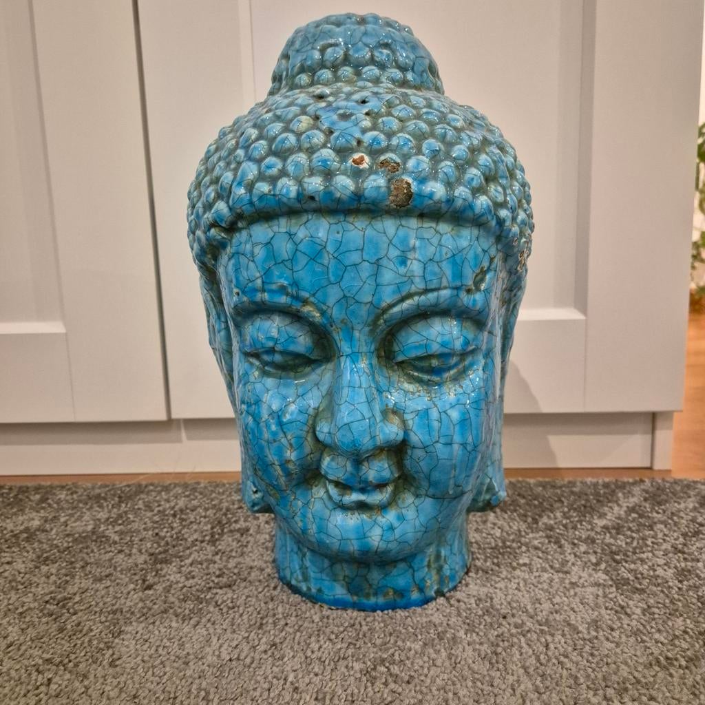 Stenen turquoise Boeddha hoofd - Decoratief beeld, Huis en Inrichting, Woonaccessoires | Boeddhabeelden, Ophalen