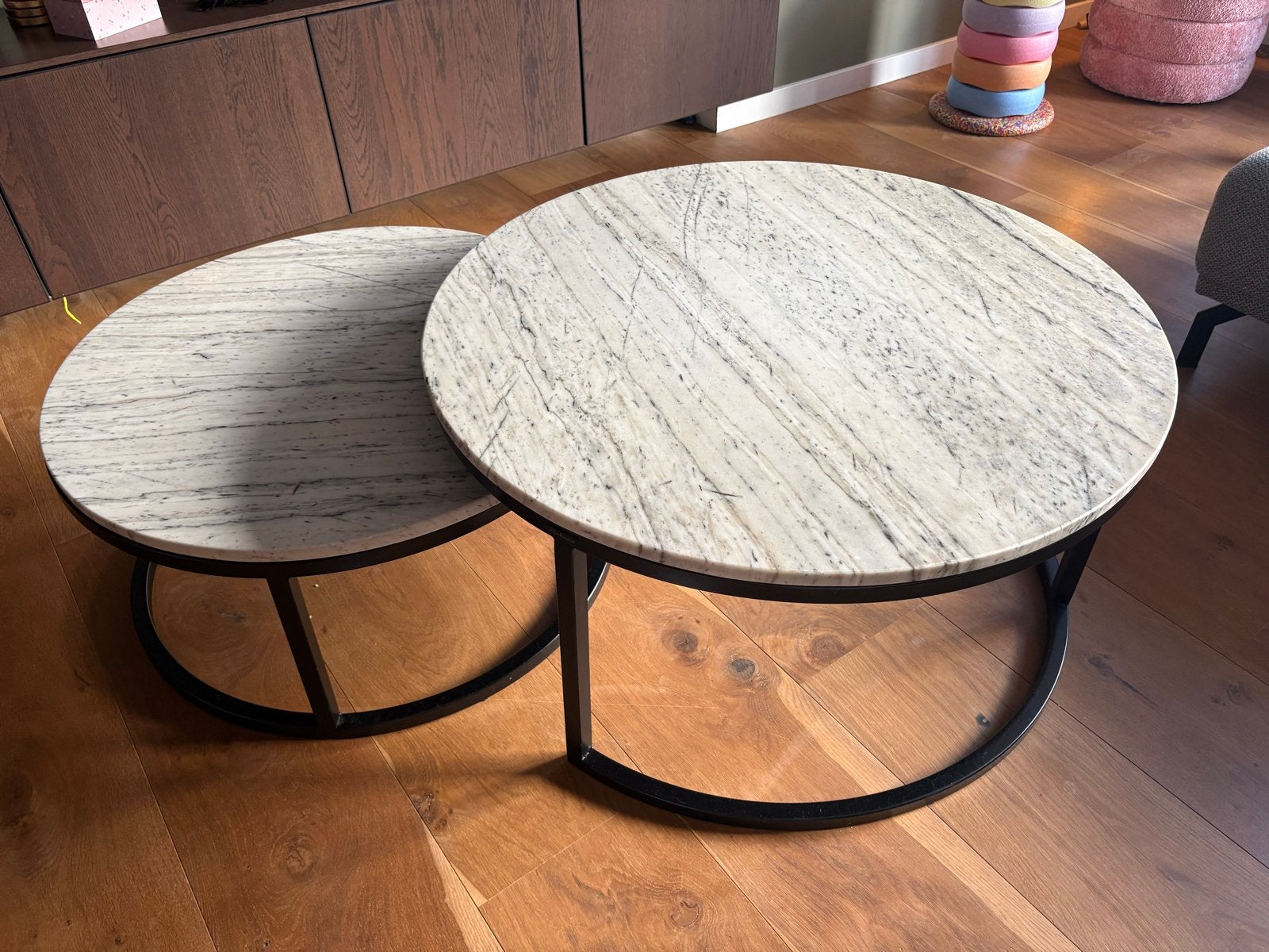 Richmond Lexington salontafels van massief marmer, Ophalen, Gebruikt, Rond, 50 tot 100 cm