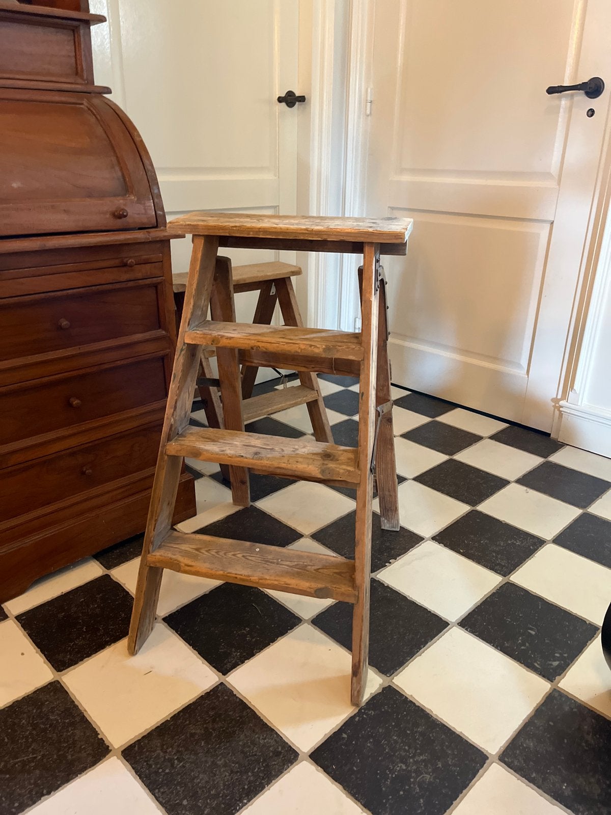 Grenen trapje - Vintage houten keukentrap, Ophalen, Gebruikt, Trap, Minder dan 2 meter