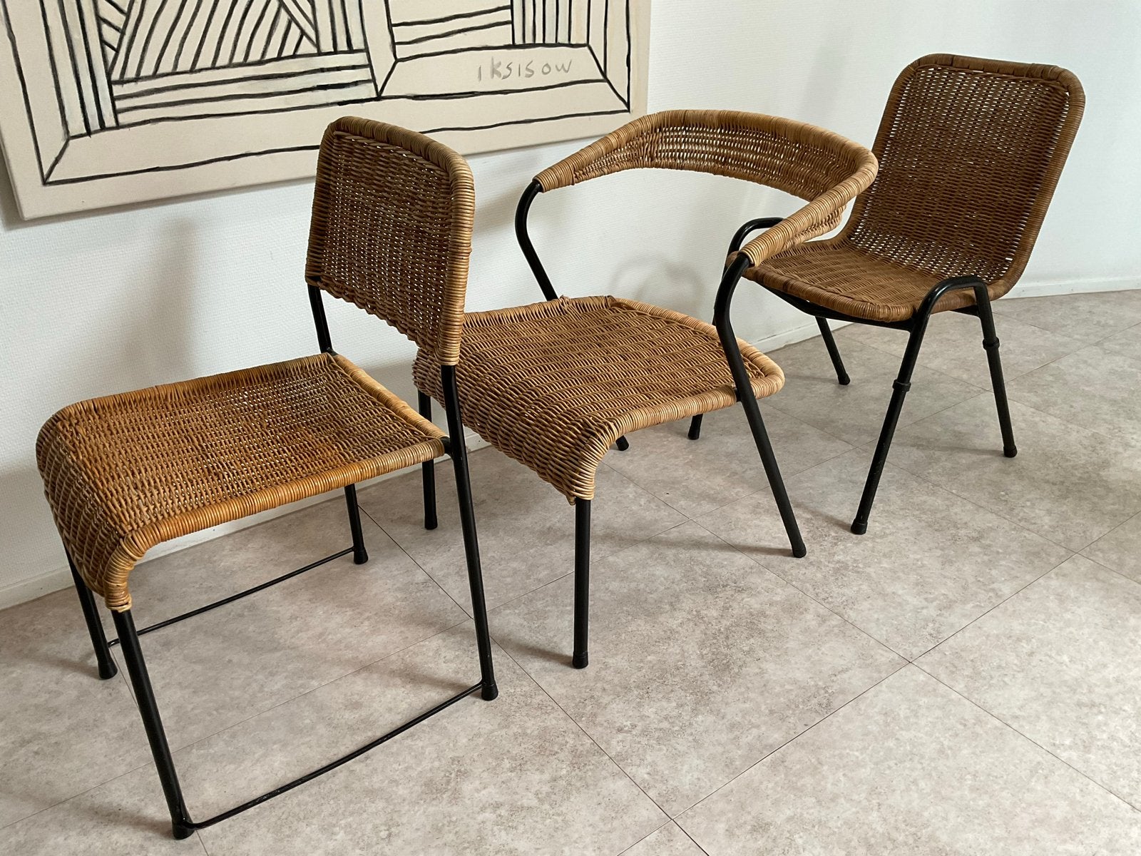 Vintage Rotan Stoelen Dirk van Sliedregt Jaren '50, Ophalen