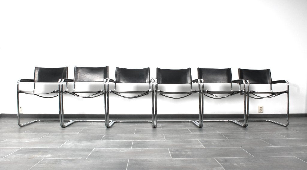Set van 6 Matteo Grassi MG5 buisframe stoelen, Huis en Inrichting, Stoelen, Gebruikt, Ophalen of Verzenden, Vijf, Zes of meer stoelen