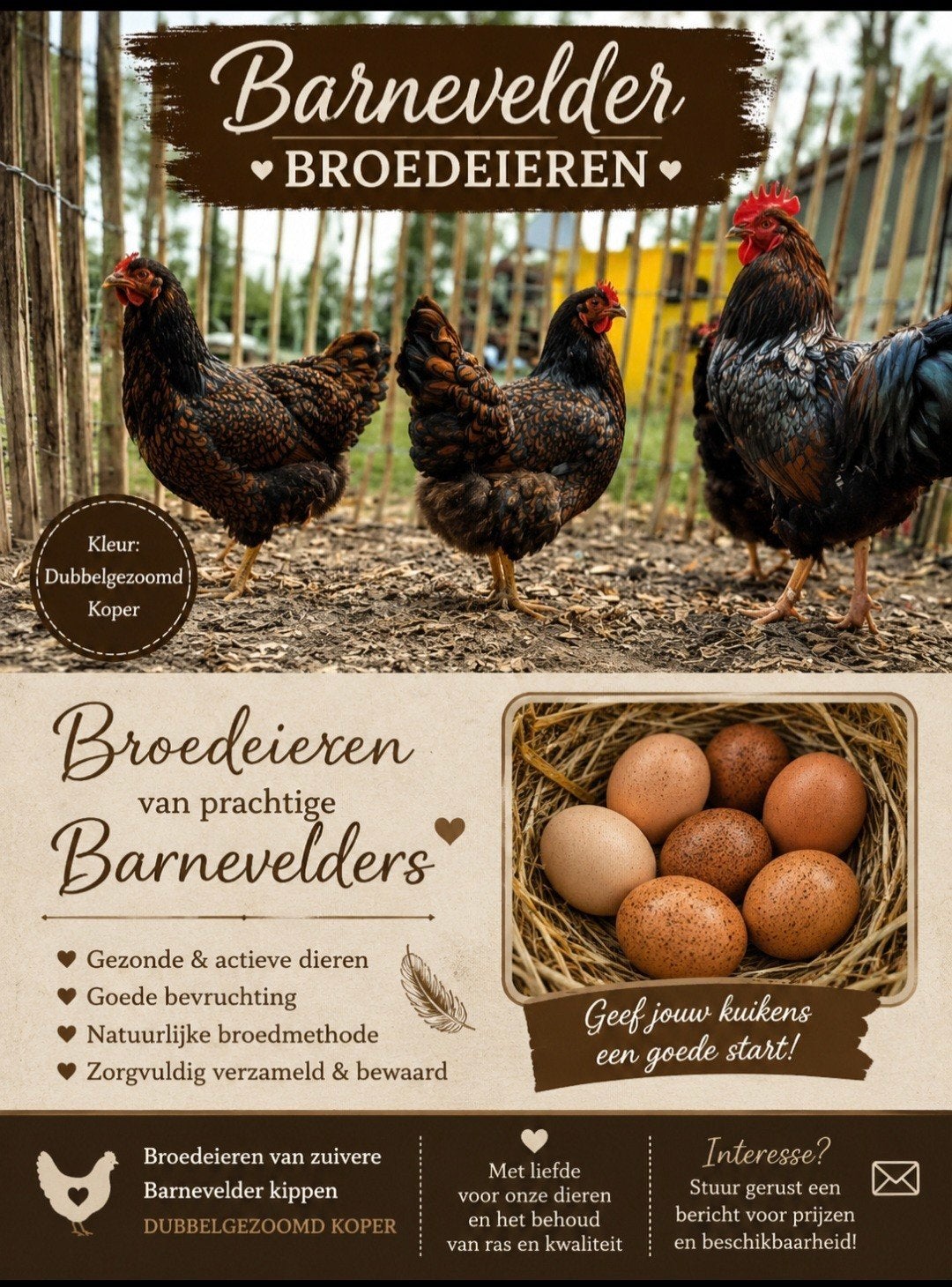 Broedeieren Barnevelder, Dieren en Toebehoren, Pluimvee, Geslacht onbekend, Kip