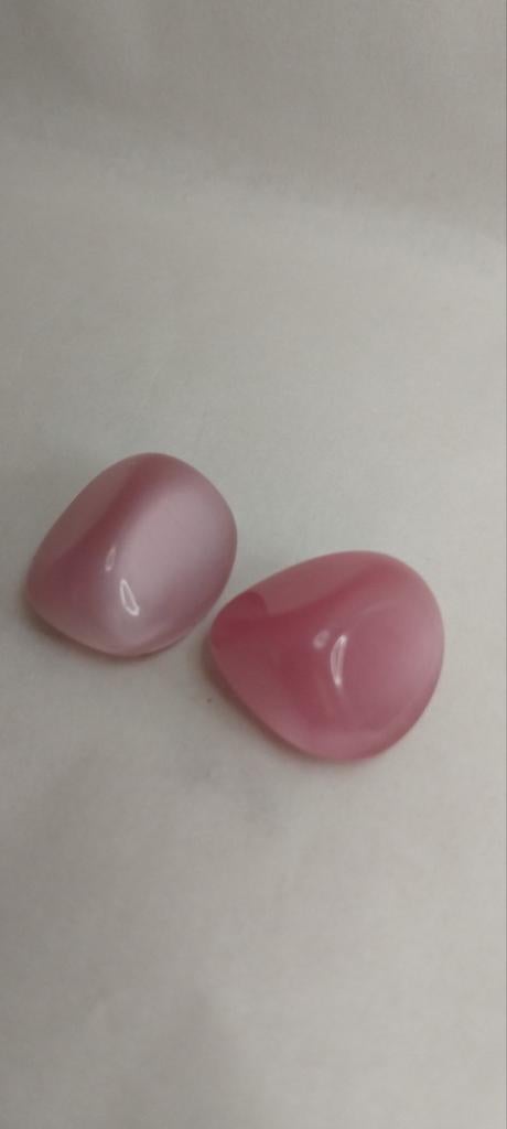 6. Chinese kattenoog roze 2 stuks edelstenen, Ophalen of Verzenden, Nieuw