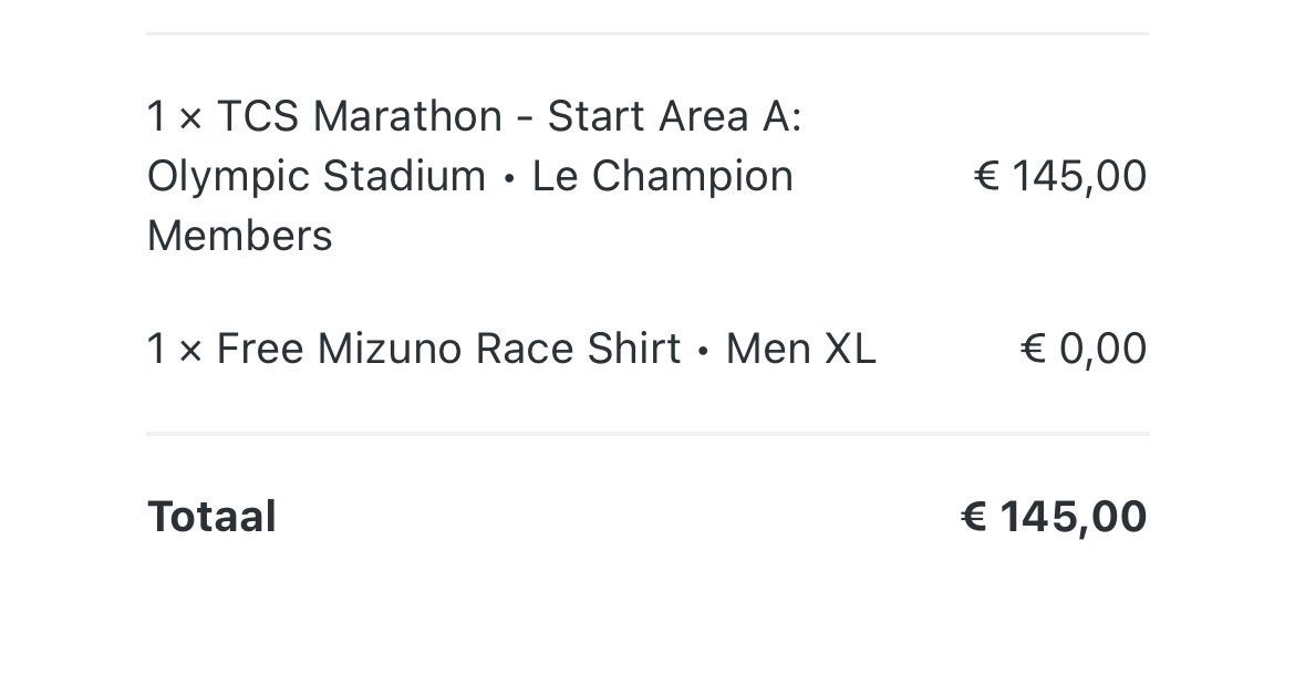 Ticket marathon amsterdam, Eén persoon