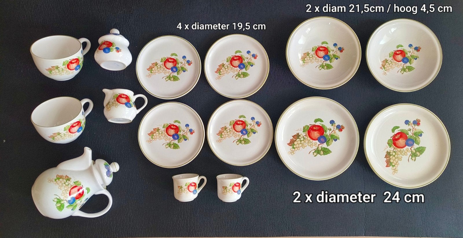Vintage Servies Set met Fruitmotief, Gebruikt, Keramiek, Vintage, Ophalen of Verzenden
