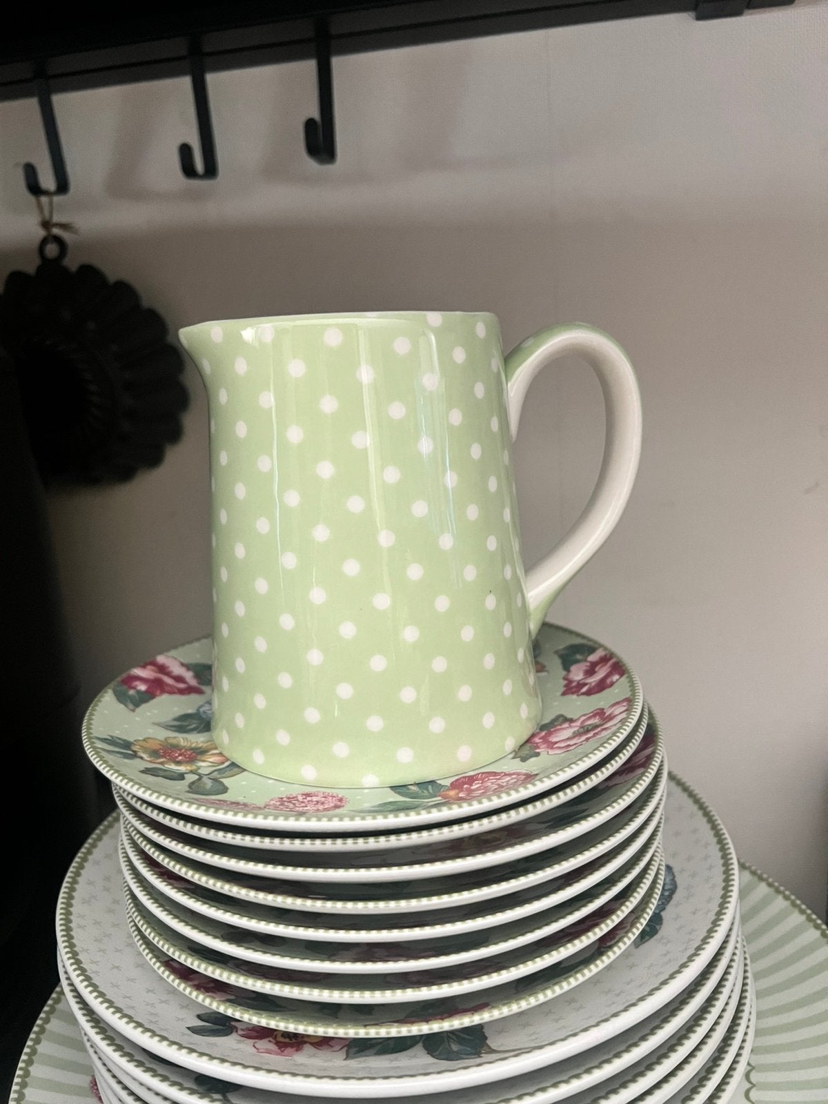 Greengate green spot jug, groen met witte stip kannetje, Ophalen, Kan, Overige merken, Zo goed als nieuw