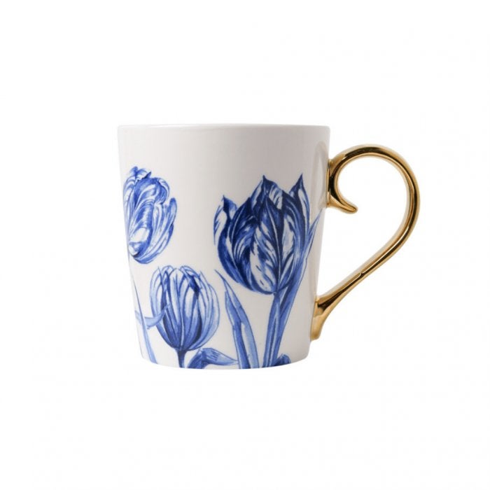 Nieuw, Heinen Delfts Blauw, mok TULP, goud., Overige merken, Ophalen of Verzenden, Industrieweg 7, 3881LB Putten, Overige stijlen