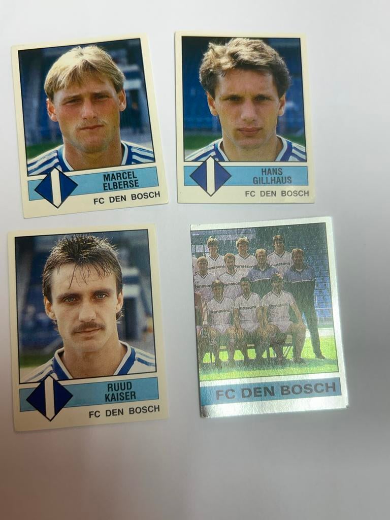 4 Voetbal Stickers FC Den Bosch 1987 Panini, Ophalen of Verzenden, Zo goed als nieuw, Meerdere stickers