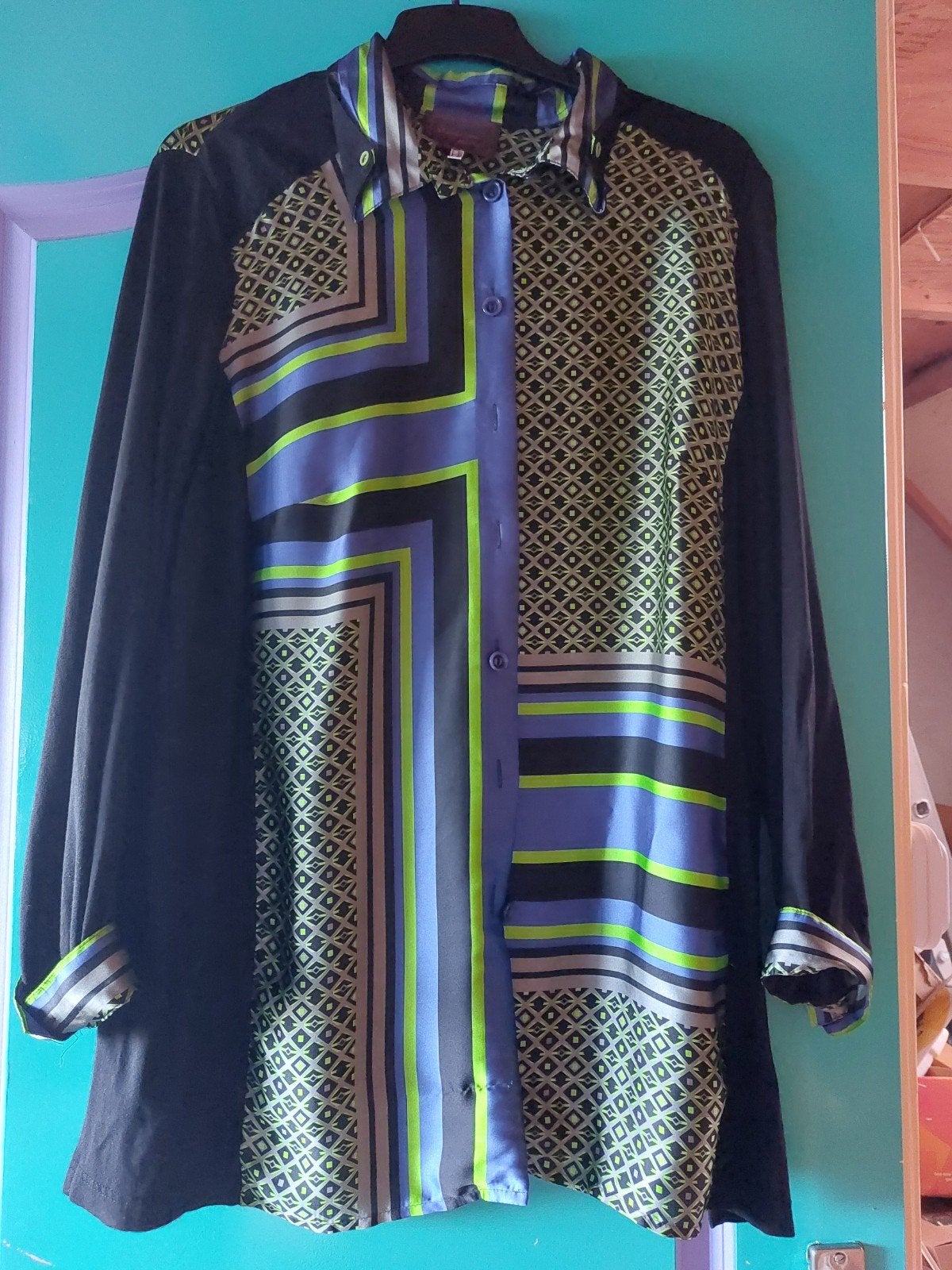Mooie blouse met lange mouwen en kleurrijk patroon, Sempre by Chalou, Meerkleurig, Maat 46/48 (XL) of groter, Ophalen of Verzenden