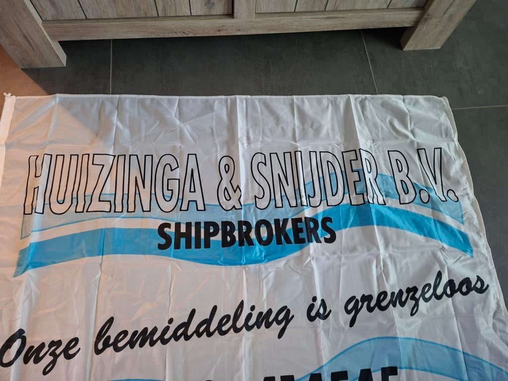 Scheepvaart vlag huizenga & snijder bv, Verzamelen, Ophalen of Verzenden, Zo goed als nieuw, Reclamebord