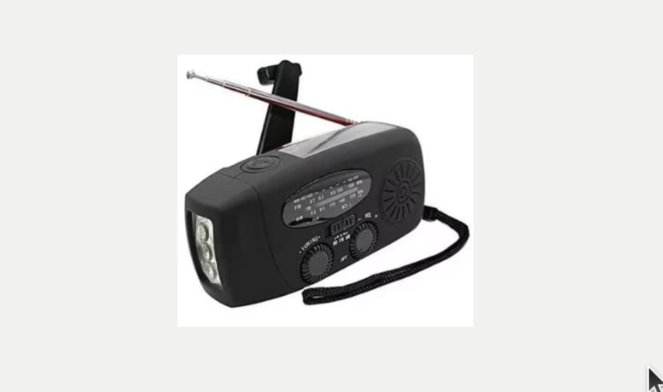 Draagbare FM / AM solar noodradio met zaklamp - Zwart
