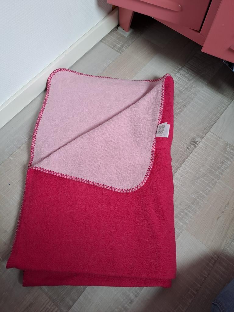 Roze/grijs ledikantdeken 100% katoen 120x150 cm, Kinderen en Baby's, Dekens, Slaapzakjes en Inbakerproducten, Ophalen of Verzenden