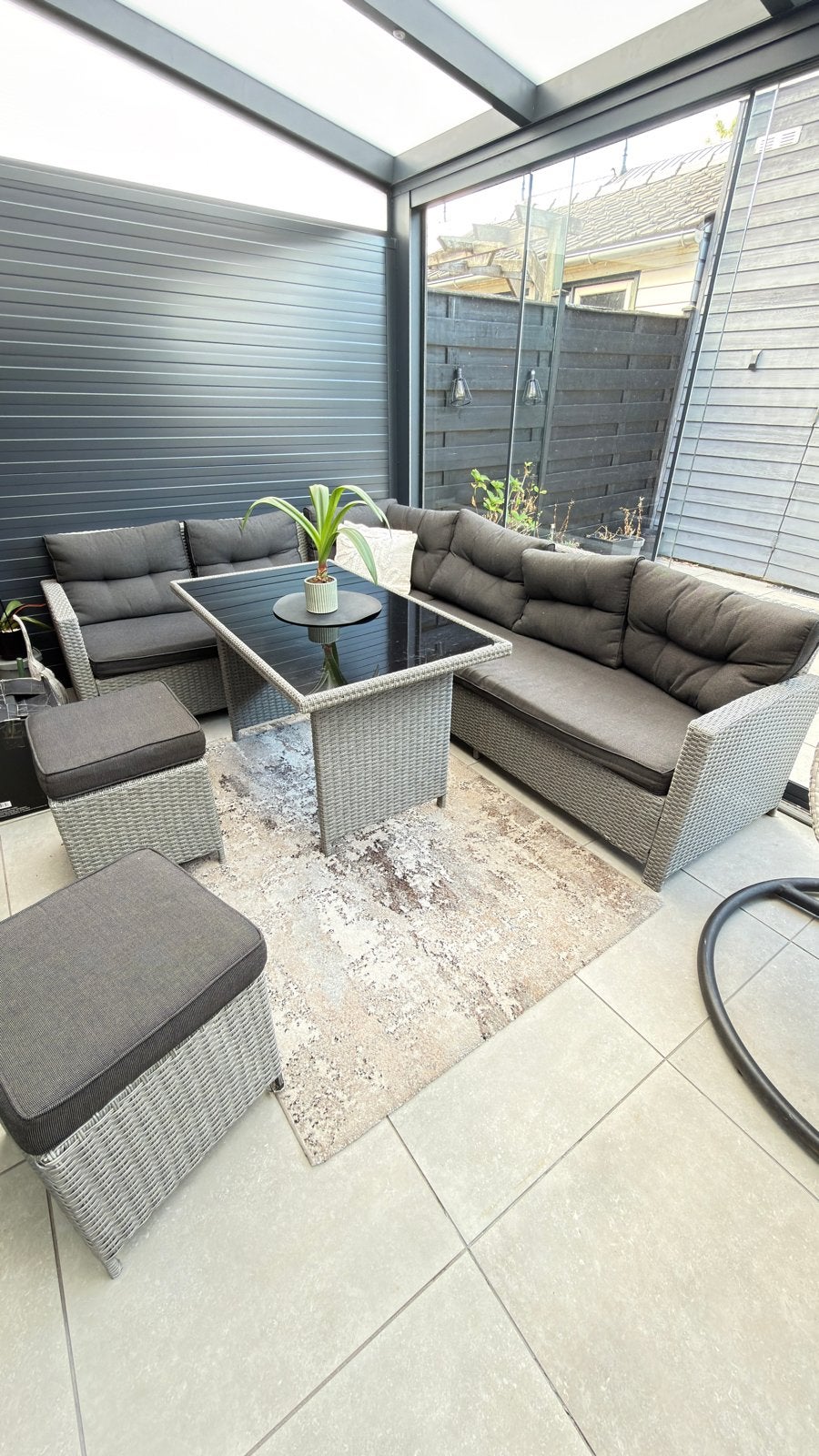 Loungeset met Tafel en hangstoel, Ophalen, Gebruikt, Meer dan 8 zitplaatsen, Loungeset