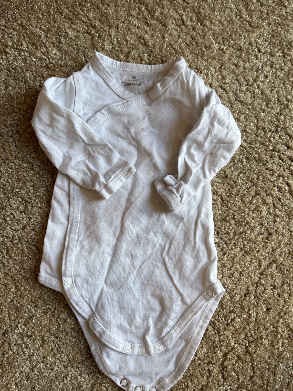 Zeeman Witte Overlag Romper Maat 56 Organic, Ophalen, Nieuw, Jongetje of Meisje, Nacht- of Onderkleding