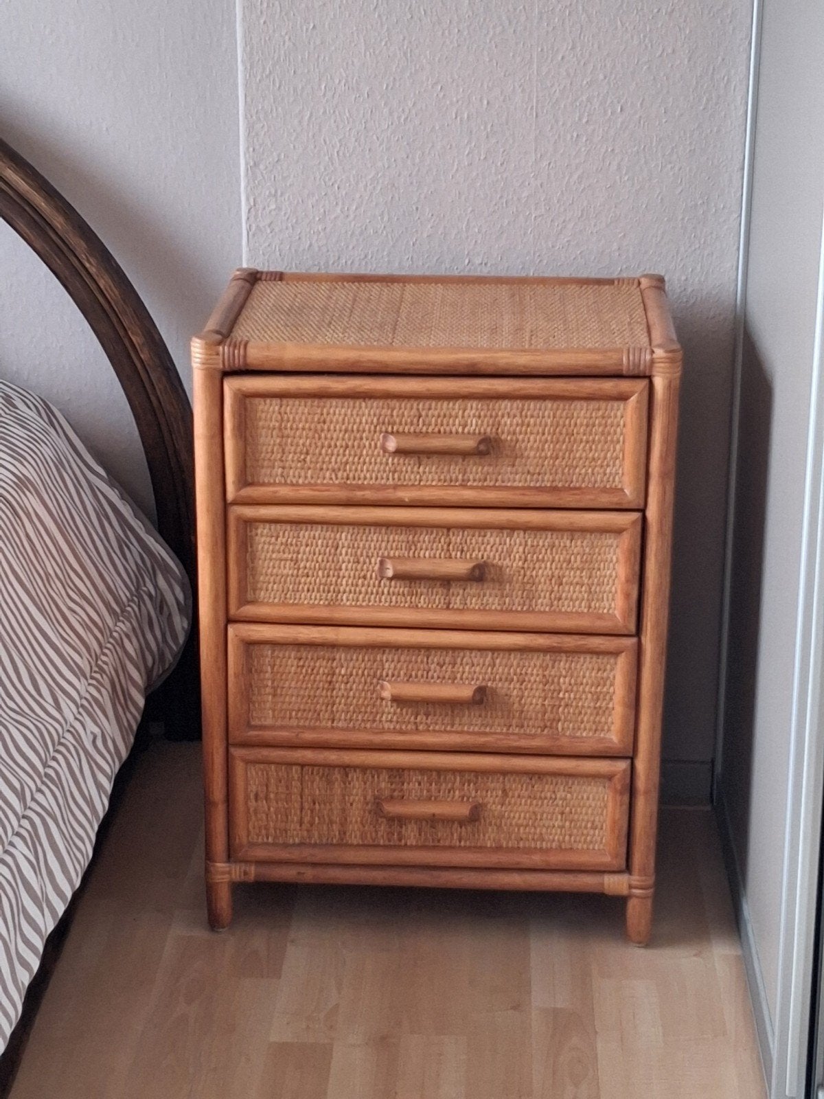 Rotan ladekastje met 4 lades - Vintage stijl, Ophalen, Gebruikt, 55 tot 70 cm, 45 tot 65 cm