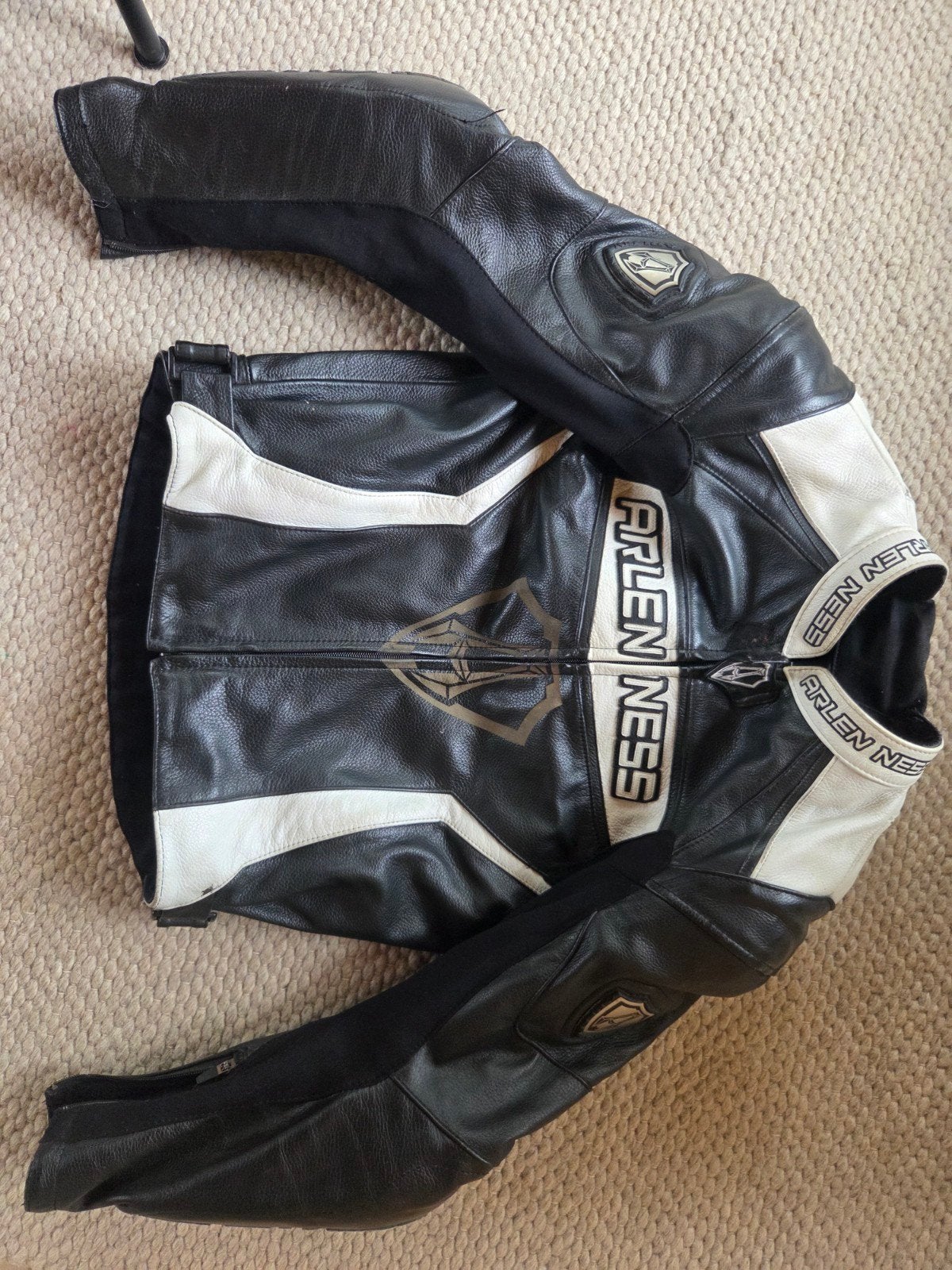 Arlen Ness Leren Motorjas Zwart/Wit Maat 52, Ophalen of Verzenden, Tweedehands, Jas | leer, Arlenness