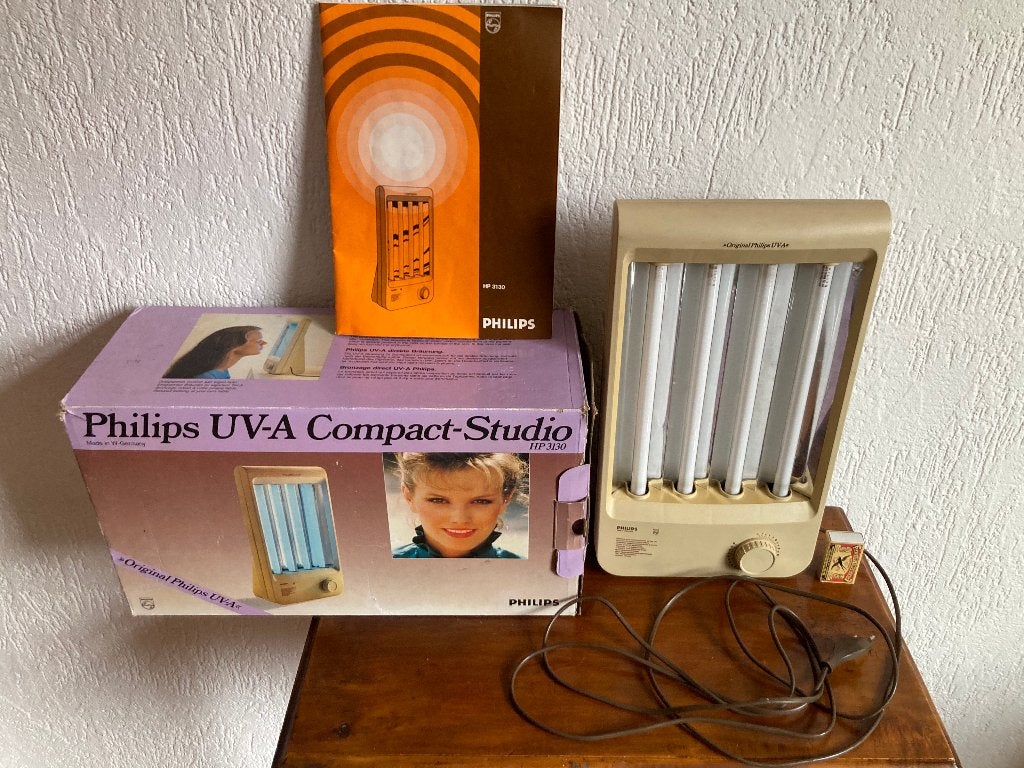 Jaren 70 Philips UV-A Compact Studio HP3130 gezichtsbruiner, Ophalen of Verzenden, Gebruikt, Gezichtsbruiner, Minder dan 10 lampen