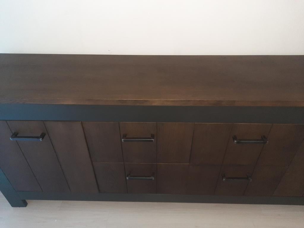 Dressior 2 deuren, 4 laden Eiken geborsteld km015/antraciet, Huis en Inrichting, Woonaccessoires | Kisten, Ophalen of Verzenden