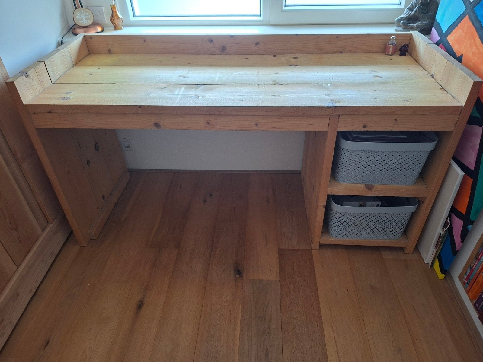 Steigerhouten Bureau met Kastgedeelte - Demontabel, Huis en Inrichting, Ophalen
