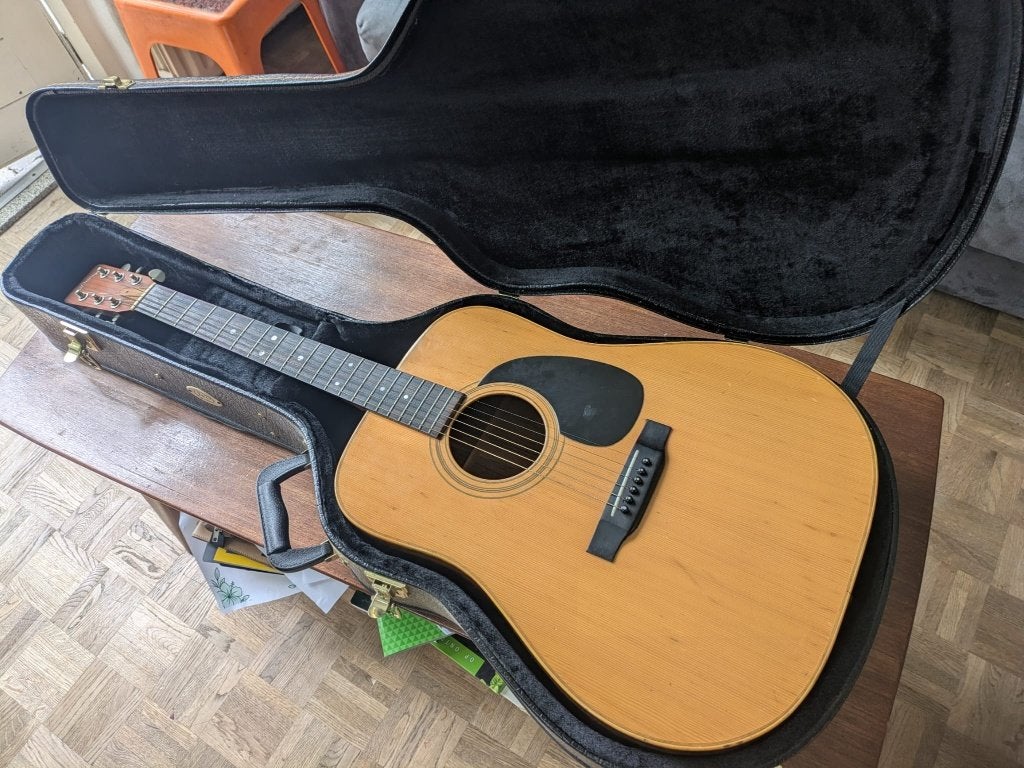Aria D50 handbuilt R.Matsuoka 70's, Ophalen of Verzenden, Gebruikt, Western- of Steelstringgitaar, Met koffer