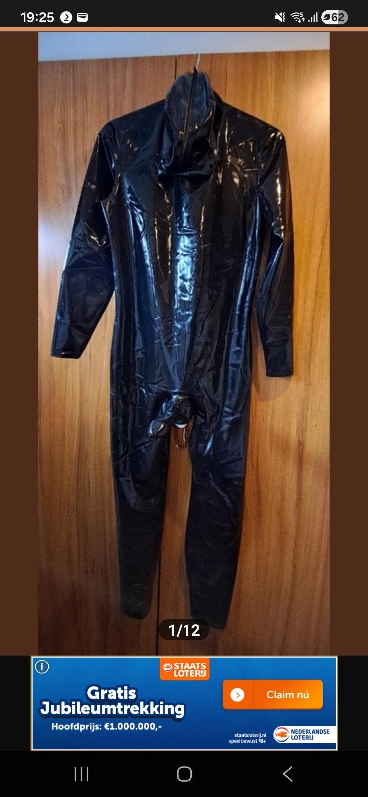 Latex Catsuit met Condoom en Masker - Maat L, Verzenden, Zo goed als nieuw